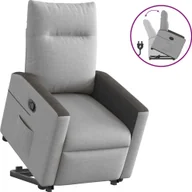 Fotele - Podnoszony fotel rozkładany, szary, obity tkaniną - miniaturka - grafika 1