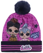 Czapki damskie - Fioletowa, ciepła czapka dziewczęca w gwiazdki L.O.L. SURPRISE! 52 cm - miniaturka - grafika 1