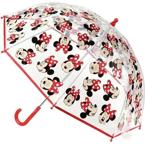 Disney Parasol dla dzieci z motywem Krainy Lodu, Mickey, Minnie i Stitch – parasol dziecięcy, wiatroszczelny i wodoodporny, z kolorowym wzornictwem i ergonomicznym uchwytem, Minnie, Standard