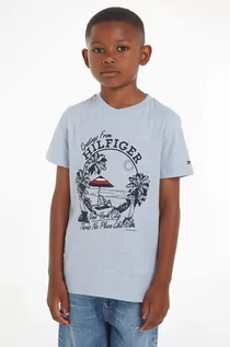 Koszulki dla chłopców - Tommy Hilfiger t-shirt bawełniany dziecięcy kolor niebieski z nadrukiem - grafika 1