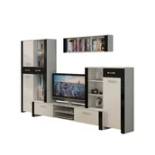 Inne meble do salonu - Meblościanka 1 Hugo MebloCross Biały Mat / Czarny Połysk - miniaturka - grafika 1