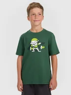 Koszulki dla chłopców - 4F T-shirt regular z nadrukiem świątecznym chłopięcy - zielony 164 (13-14 lat) - miniaturka - grafika 1