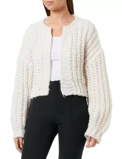 Swetry damskie - faina Damski modny luźny wzór kardigan wełniany rozmiar XL/XXL, biały (wollweiss), XL - grafika 1