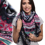 Apaszki i szaliki damskie - Duża Folkowa Chusta Apaszka Ludowa Góralska Etno - Ch-9034-Granat - miniaturka - grafika 1