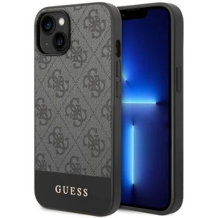 Etui Guess 4G Stripe Collection do Apple iPhone 14 Szary - Etui i futerały do telefonów - miniaturka - grafika 1