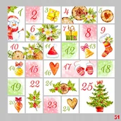 Kalendarze - NAKLEJKI ŚWIĄTECZNE KALENDARZ ADWENTOWY 51 20x20 - miniaturka - grafika 1