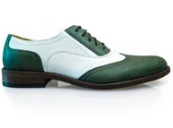 Półbuty męskie - Zielono-białe obuwie męskie - spektatory, caponki T100 42 - miniaturka - grafika 1