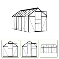 Szklarnie ogrodowe - The Living Store Szklarnia Antracyt Aluminium 7,03 m² - miniaturka - grafika 1