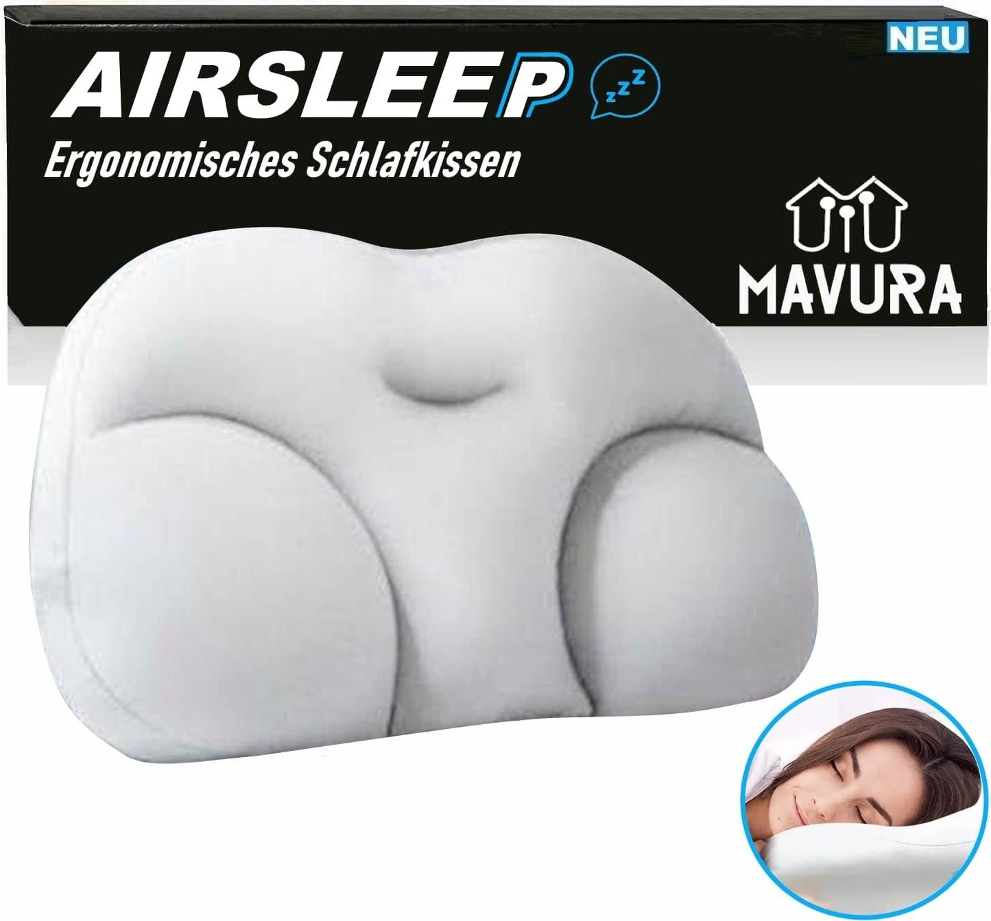 AIRSLEEP 3D Ergonomiczna poduszka do spania Poduszka w kształcie chmury Poduszka z pamięcią kształtu