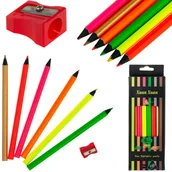 Kredki, ołówki, pastele i pisaki - KREDKI NEONOWE TRÓJKĄTNE KOLOROWE TEMPERÓWKA 6SZT. - miniaturka - grafika 1
