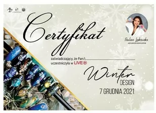 Certyfikat ze szkolenia online Winter Design by Paulina Laskowska Wersja Drukowana - Pozostałe akcesoria kosmetyczne - miniaturka - grafika 1