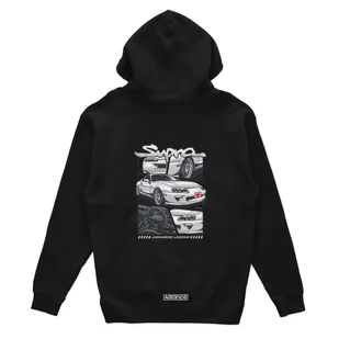 Czarna bluza z kapturem TOYOTA SUPRA MK4 MANGA-S - Odzież do sportów motorowych - miniaturka - grafika 1