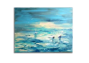 Obraz ręcznie malowany Morze 30x40 cm - Obrazy i zdjęcia na płótnie - miniaturka - grafika 1