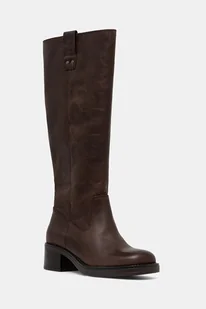 Aldo kozaki skórzane CURCULIOS damskie kolor brązowy na słupku 14114968 - Kozaki damskie - miniaturka - grafika 1