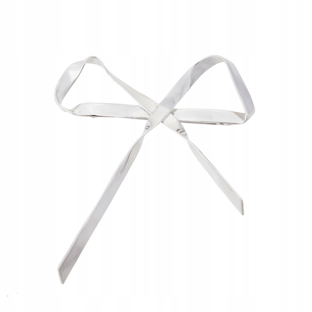 Broszka duża kokarda srebrna miedziana z połyskiem stylowa przypinka