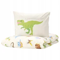 Pościel dla dzieci - Ikea Jattelik Pościel dziecięca dinozaury/biały 150x200/50x60 cm - miniaturka - grafika 1