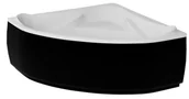 Wanny - Czarno-biała wanna symetryczna narożna z obudową 134x134 Ewa Besco - miniaturka - grafika 1