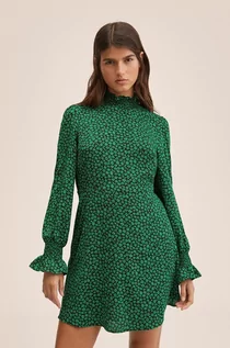 Sukienki - Mango sukienka Fontana kolor zielony mini rozkloszowana - grafika 1
