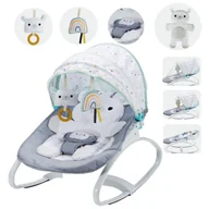 Leżaczki i huśtawki - Leżaczek Bujaczek Dla Niemowląt Kołyska Łóżeczko Daszek Baldachim Zabawki - miniaturka - grafika 1