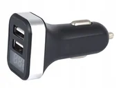 Ładowarki samochodowe - Ładowarka 2x USB, 2.1A, do gniazda zapalniczki 12/24V z woltomierzem - miniaturka - grafika 1