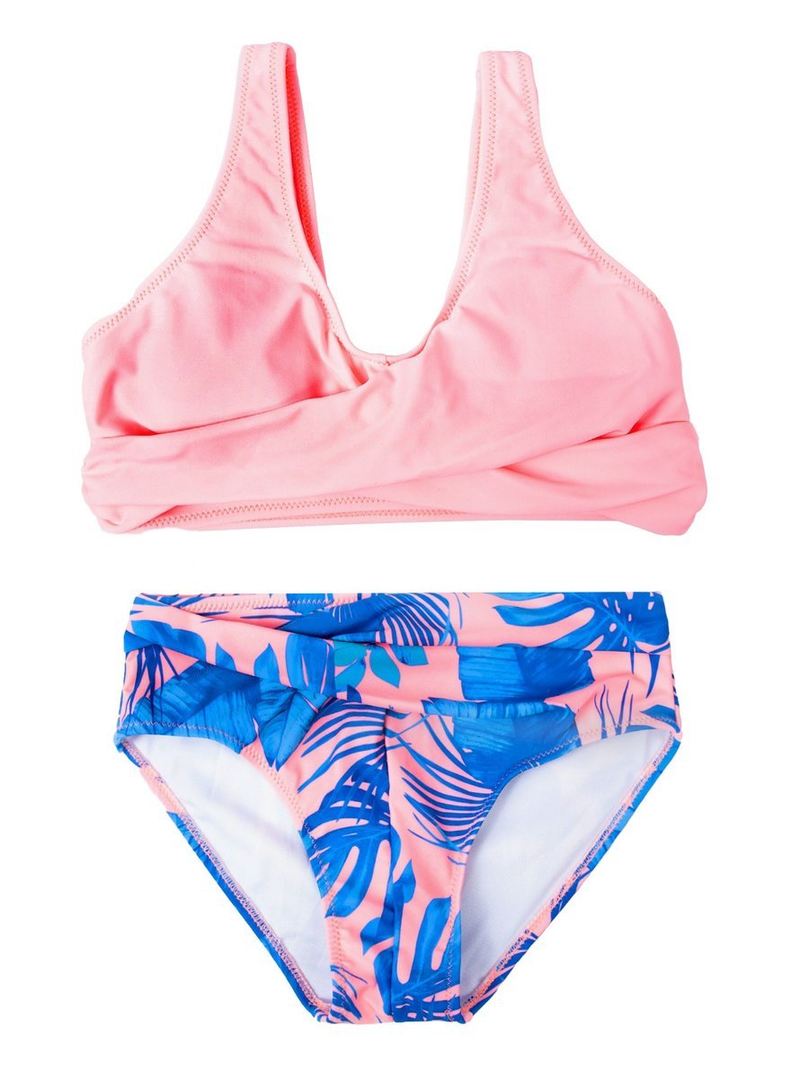 Kostium kąpielowy dziecięcy dwuczęściowy zakładki 140-146