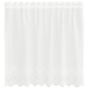 vidaXL Firanka Koronkowa z zasłonami Kwiatowy Biały 150 x 80 cm Poliester - Zasłony - miniaturka - grafika 1