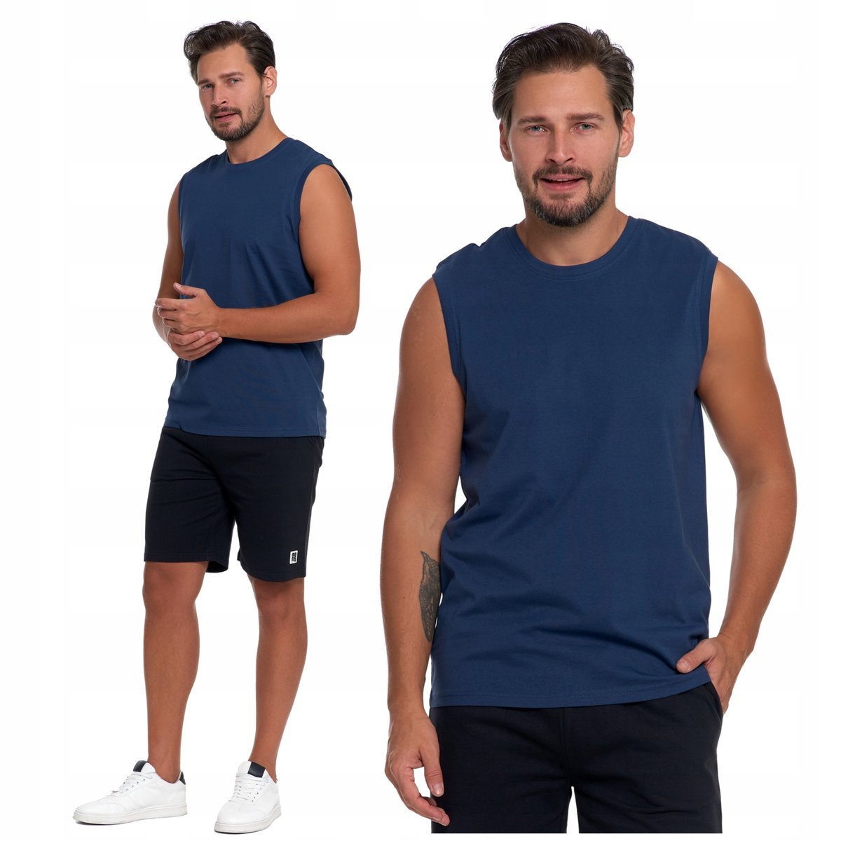 TANK-TOP Męski Koszulka Bez Rękawów Gładka Klasyczna Bokserka MORAJ S