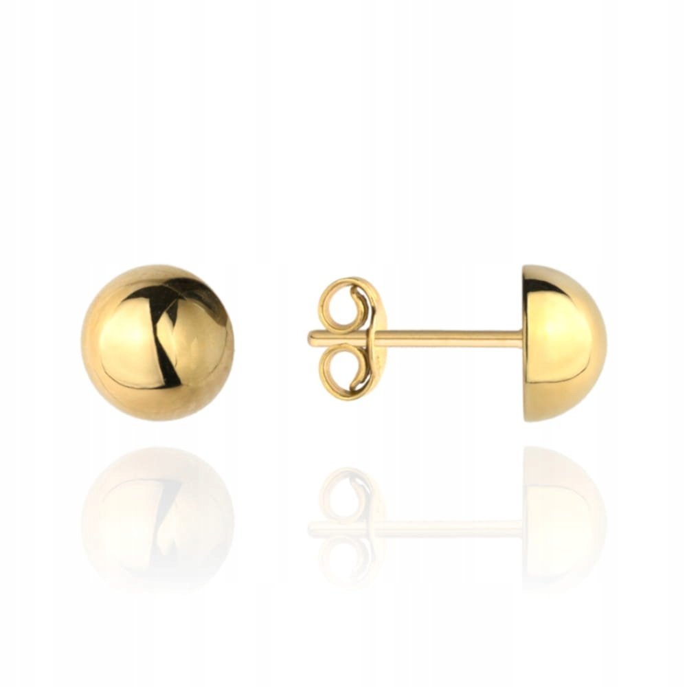 Kolczyki półkulki złote 585 14k na sztyfcie 0.68g śr. 7mm