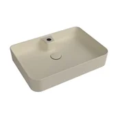 Umywalki - Massi Umywalka ceramiczna nablatowa beżowa z otworem na baterie 60 x 42 cm LERA Ivory - miniaturka - grafika 1
