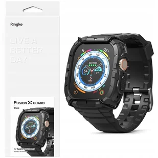 Ringke Fusion-X Guard zestaw 2w1 pancerne etui Apple Watch Ultra 49 mm z paskiem sportowa opaska bransoleta czarne - Akcesoria do smartwatchy - miniaturka - grafika 1