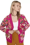 Swetry damskie - Trendyol Damski design regularny standardowy kardigan z dekoltem w serek, różowy, S - miniaturka - grafika 1