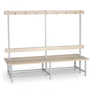 Wyposażenie sportowe i gimnastyczne - B2B Partner Ławeczka do szatni z wieszakami, długość 2000 mm - dwustronna 179967 - miniaturka - grafika 1