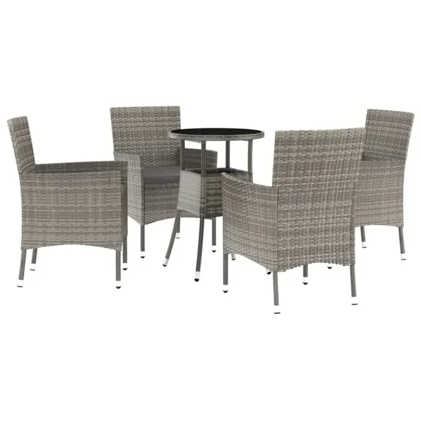 Zestaw Mebli Bistro Ogrodowych z Rattanu PE i Stali, Stół 60x75 cm, Krzes
