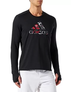 Adidas GV1338 FAST GFX LS M bluza męska czarna L - Bluzy męskie - miniaturka - grafika 1