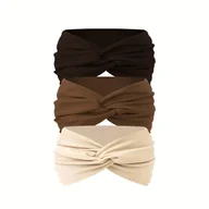 Ozdoby do włosów - TEMU 3 szt. Opaski Damskie z Poliestru - Wzór Krzyżujący się Ukończenia, Antypoślizgowe i Elastyczne do Jogi, Biegania, Codziennego Noszenia - Zestaw - miniaturka - grafika 1