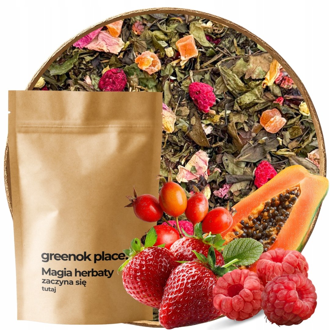 Herbata Biała Owocowa Fantazja 500g Malina Truskawka Papaja Jaśmin