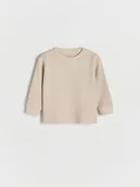 Bluzki dla niemowląt - Reserved - Bawełniany longsleeve - beżowy - miniaturka - grafika 1