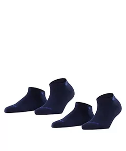 Burlington Kobiety Skarpety do trampek Everyday Sneaker 2-Pack W SN Bawełna krótkie jednokolorowe 2 Pak, Niebieski (Marine 6120), 36-41 - Skarpetki damskie - miniaturka - grafika 1