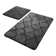 Dywaniki łazienkowe - Zestaw 2 ciemnoszarych prostokątnych dywaników łazienkowych Foutastic Wave - miniaturka - grafika 1