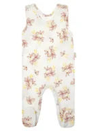 Śpiochy dla niemowląt - Dziewczęcy śpioch bawełniany Kwiaty kremowy Nicol,r.74 - miniaturka - grafika 1