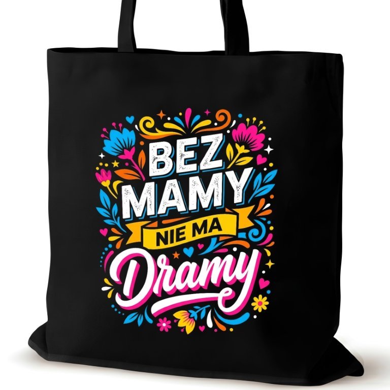 Torba bawełniana czarna dla MAMY na ramię przyjaciółki walentynki