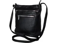 Torebki damskie - Torebka Damska Mała Modna Listonoszka Na Ramię Eko-Skóra Czarny 6 Kieszeni - miniaturka - grafika 1