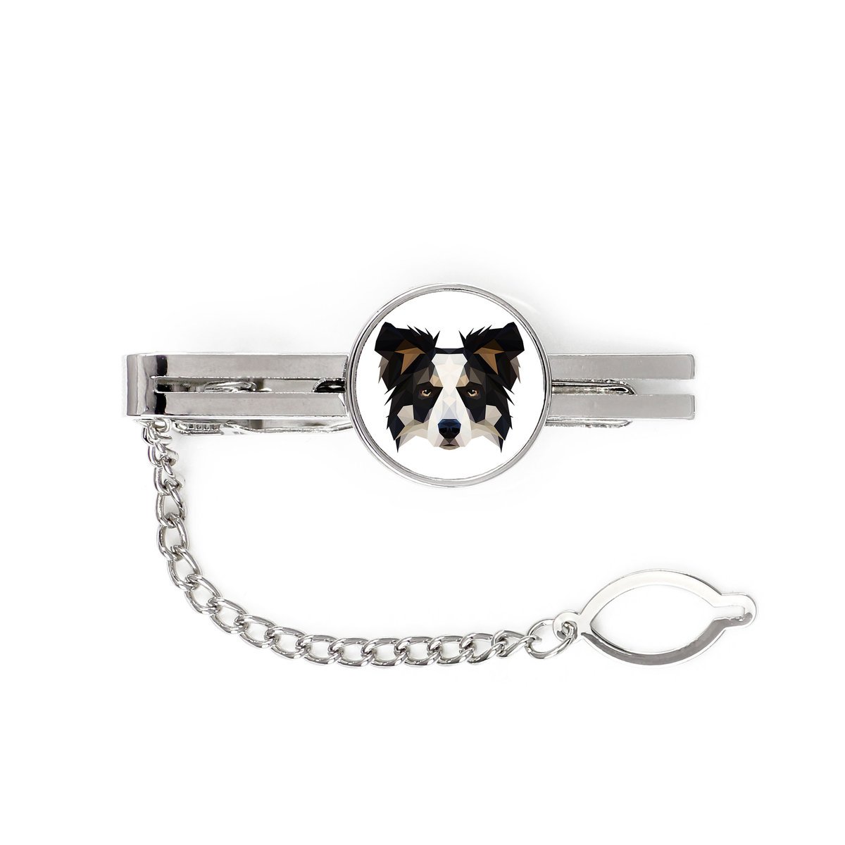 Border Collie -geometryczna spinka ze zdjęciem i napisem do krawata Art-Dog