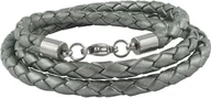 Naszyjniki męskie - König Design skórzany naszyjnik skórzany pasek skórzana bransoletka 6 mm męski naszyjnik 17 cm - 100 cm pleciony, długość: 35 centymetrów, kolor: szary metalik - miniaturka - grafika 1