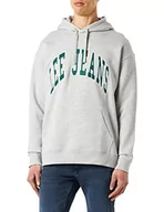 Bluzy męskie - Lee Męska bluza z kapturem Seasonal Hooded, Grey Mele., M - miniaturka - grafika 1