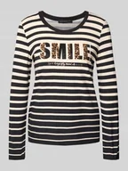 Bluzki damskie - Bluzka z mieszanki wiskozy i elastanu z długim rękawem i okrągłym dekoltem - miniaturka - grafika 1