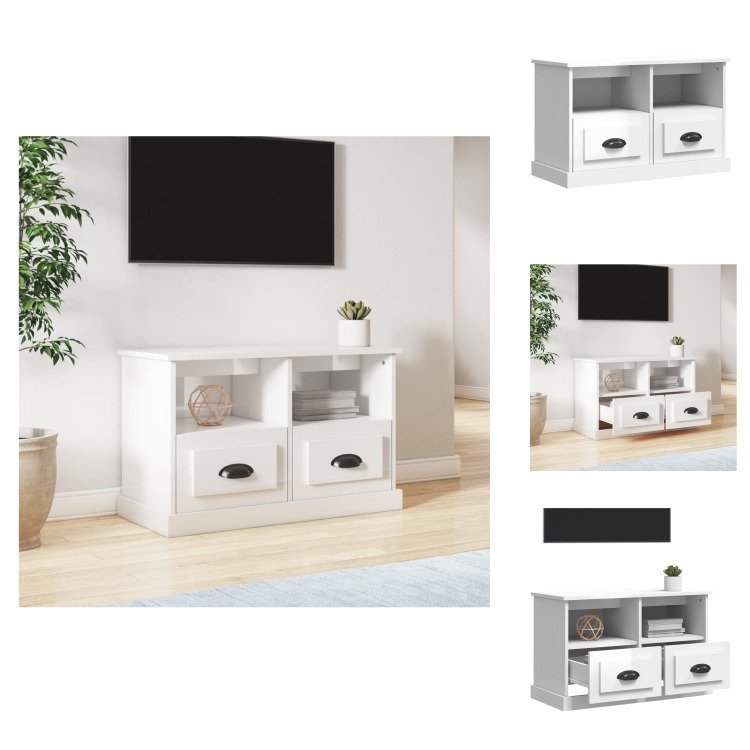 vidaXL Szafka pod TV biały wysoki połysk 80x35x50 cm materiał drewnopochodny - Meble TV