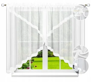 FIRANA 140X200 Z LAMÓWKĄ 4CM BIAŁA SALON KUCHNIA - Firany - miniaturka - grafika 1