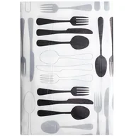 Obrusy i serwetki - Obrus winylowy FORK 150 x 180 cm biało-czarny - miniaturka - grafika 1