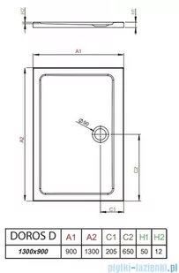 Radaway Doros D Stone brodzik 130x90x5 antracyt SDRD1390-01-64S - Brodziki prysznicowe - miniaturka - grafika 2